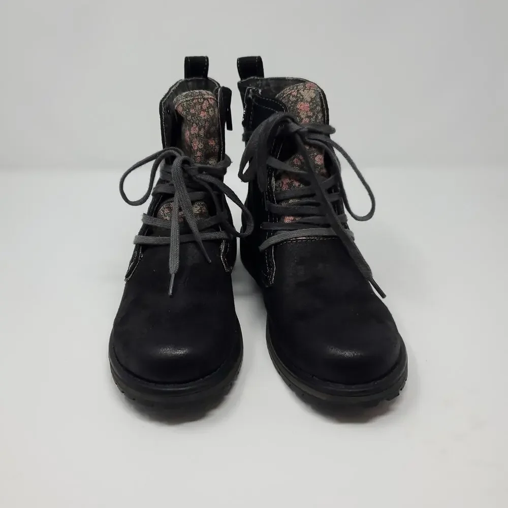 Roxy RG Bowman - Lace-up Faux Leather Boots in Black Size 3